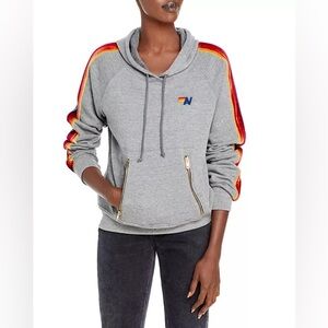 Aviator Nation Velvet Striped Pullover Hoodie